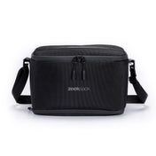 Zeeksack Travel Cooler (schwarz) – verstellbarer Schultergurt und Deckel mit Reißverschluss.