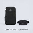 Zeeksack The Organizer 30L + Crossbody Organizer (schwarz) – Produkte gemeinsam als Set abgebildet.